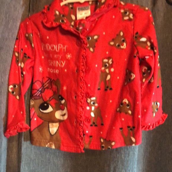 Girls Rudolf reindeer Christmas pajamas set - Picture 3 of 6